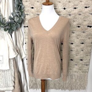 Banana Republic Tan Merino Wool V neck sweater size S